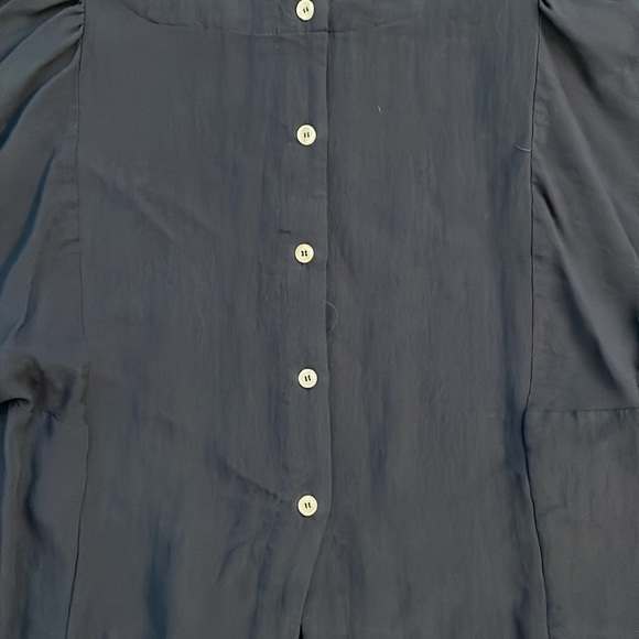 NAVY BLUE CROPPED BELL SLEEVE TOP - Picture 3 of 5